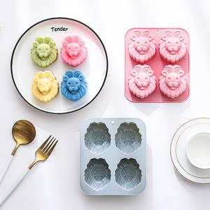 Moules à gâteau en silicone à 4 cavités, design sur le thème du lion, de qualité alimentaire, réutilisables, mignons, en silicone magnétique, pour chocolat, bonbons et glaces, moule DIY - Product Image 1