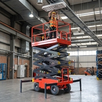 Wemet Hydraulic Drive Electric 48V Scissor Lift 16m Platform Baja Kekuatan Tinggi Kontrol Tombol Tekan Kapasitas 100kg Shandong