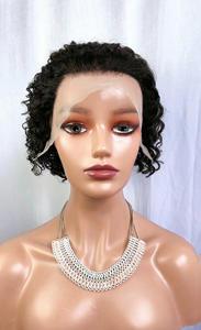 Perruque avec cheveux naturels 13x4, perruque à dentelle frontale ondulée profonde pour femmes, perruque <span class=keywords><strong>courte</strong></span> bob sans colle, ligne de cheveux naturelle, densité 180% - Product Image 5