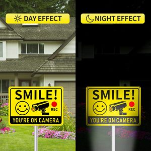 Letrero Metálico de Aluminio con la Frase 'Sonriente, Estás en Cámara', Adhesivo de Advertencia CCTV para Hospitales, Escuelas, Seguridad, Letrero de Advertencia Temporal Reflectante - Product Image 4