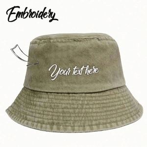 Custom Embroidered Vintage Style Bucket <b>Hat</b> Washed Cotton Classic Retro Cap <b>for</b> Men and Women's Daily Casual Use <b>for</b> Cycling - Product Image 6