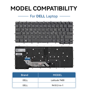 คีย์บอร์ดแล็ปท็อปทดแทนสำหรับ Dell Latitude 7400 9410 รุ่น US Layout พร้อมไฟแบ็คไลท์ คีย์บอร์ดภายในโน้ตบุ๊ก - Product Image 4
