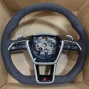 Volant en fibre de carbone et Alcantara avec bouton pour Audi <span class=keywords><strong>RS</strong></span> Sport S5 A4 B8 B9 RS5 RS6 A6 Q7 Q8 SQ7 RSQ7 RS3 RS4 A3 A5 A7 A1 <span class=keywords><strong>Q3</strong></span> - Product Image 2