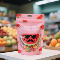 Pochette debout imprimée personnalisée pour bonbons Emballage alimentaire Sac en plastique étanche à l'eau avec fermeture éclair pour animaux de compagnie avec fenêtre transparente