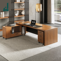 Bureau de direction en bois de pin massif écologique de style nordique, table de bureau en pin naturel, modèle JQYX-0078 pour le bureau du directeur, du patron