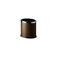Poubelle ronde pour hôtel EASTON 10L en similicuir noir avec intérieur en métal ignifuge et bord en caoutchouc pour la protection du sol