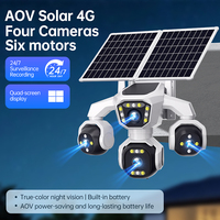 Caméra de sécurité solaire 16MP AOV 4 objectifs, double panneau, 4G LTE, IP66, résistante aux intempéries, installation facile, sécurité sans fil CCTV