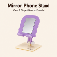 Support de téléphone miroir personnalisé avec logo, double boule ronde, réglable multi-angles, pliable, pour coiffeuse de fille