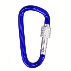 Laser Etched Small D Shape 4.8mm Aluminum Rod Diameter Hiking Portable Screw Gate Locking Carabiner <b>Clips</b> - Product Image 2