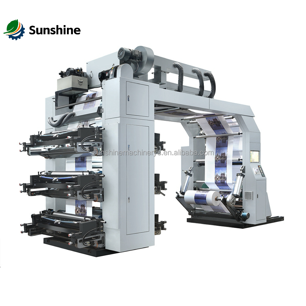 High Efficiency 4 Color Flexographic Printing Machine Plastic Film Roll Printer Plastic Bag Label Printer