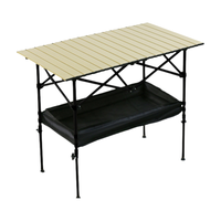 Table de rangement d'extérieur moderne, portable, beige et noire, durable, robuste, de haute qualité, réglable, 99*55*52-82cm, vente en gros