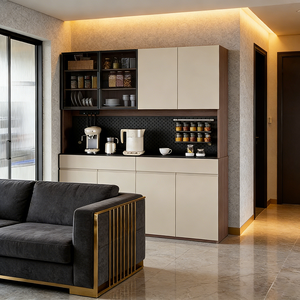 <span class=keywords><strong>Cuisine</strong></span> intégrée au design moderne, armoire modulaire combinée, aménagement en L, porte en verre, meubles de rangement et de cuisson - Product Image 2