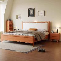Ensemble de meubles de chambre à coucher King Size, lit simple, lit double, lit King Size avec rangement en bois, lit classique nordique en bois