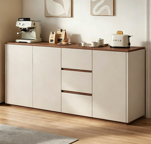 Modern Sideboard Cabinet White Storage <b>Cupboard</b> Wooden Top Freestanding Organizer for Living Room Dining Area - Product Image 2