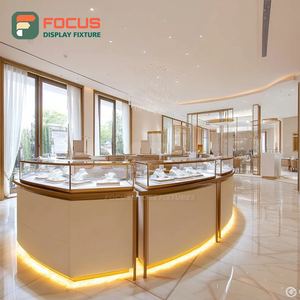 Custom Jewelry Store Interior Display Wood <b>Frame</b> Jewelry Shop Showcase Cabinet - Product Image 4