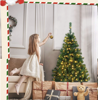 Vorbeleuchteter PVC-Weihnachtsbaum 1,2m-2,4m Warmweiße LED-Kiefernnadeln Klappbarer Metallständer Innen- und Außenbereich Weihnachtsdekoration