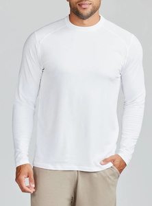 T-shirt à manches longues raglan pour hommes OEM de haute qualité, respirant, durable, coupe ajustée, logo personnalisé, fabriqué en polyester/coton, couleur unie - Product Image 2