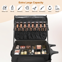 Valise à roulettes extra-large Relavel pour maquilleurs, sac à dos de maquillage, organiseur de rangement pour outils de coiffure, trousse à cosmétiques