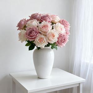 Hoa hồng cà phê hồng phấn giả chất liệu latex cao cấp, như thật, dùng trang trí đám cưới, lễ tốt nghiệp và ngày của mẹ - Product Image 5