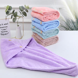 Turban de séchage capillaire en microfibre de velours corail haute densité, double couche épaissie, ultra absorbant, avec bordure de bain - Product Image 3