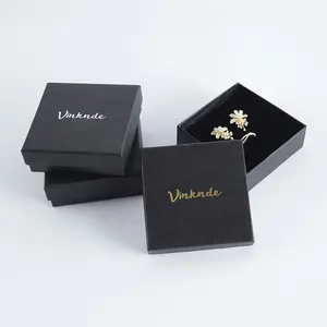 奢华定制标志印刷纹理婚礼纸板项链戒指包装手链珠宝礼品盒黑色纸盒
