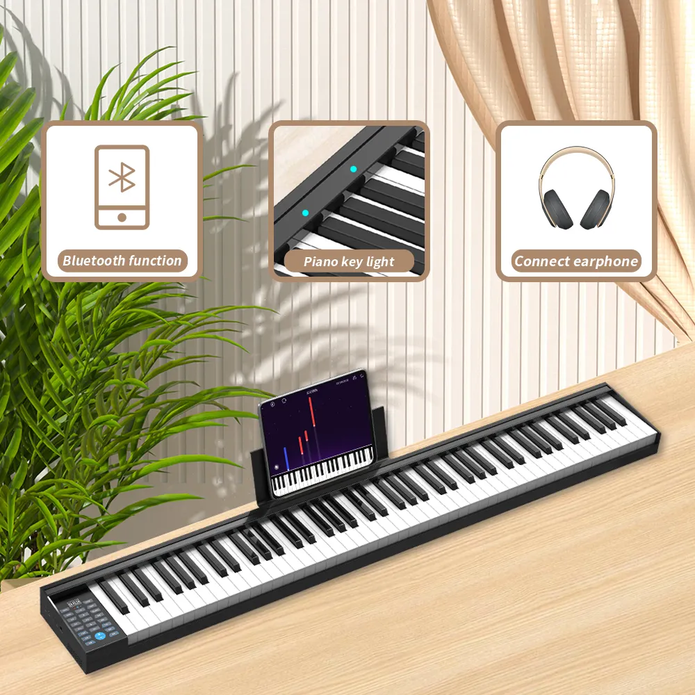Pabrik piano kualitas tinggi asli dengan baterai keyboard midi dapat terhubung dengan aplikasi keyboard piano MIDI piano elektronik