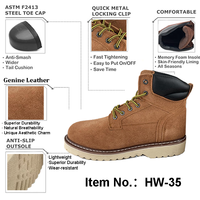 Bottes de travail pour hommes de style western de 6 pouces, légères, en cuir de vachette suédé avec semelle extérieure en EVA, mode hiver pour les ouvriers d'usine