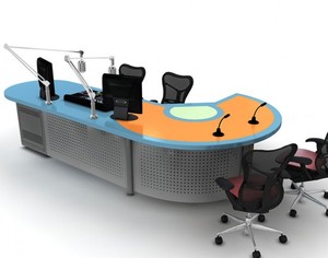 ML-BYZ <strong>Broadcasting</strong> Table, TV Station <strong>Program</strong> Desk News Interview Desk, Radio Station Studio Broadcast Desk - Product Image 6