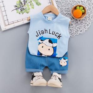 Conjuntos de Ropa para Niños, Marca de Jeans de Algodón, Modelos de Camisetas y Pantalones Cortos para Hombre, Venta al Por Mayor - Product Image 1