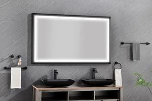 (SEULEMENT RAMASSAGE) 60 pouces. W X 36in. Miroir LED en verre surdimensionné carré anti-buée miroir de courtoisie de salle de bain mural à intensité variable H - Product Image 3