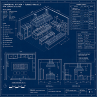 Ensemble complet d'équipement de cuisine centralisée pour hôtel de 280 m², table de travail, cuisinière, congélateur, 5 plateaux, CE NSF, acier inoxydable 304