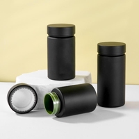 Bouteille d'emballage de pilules médicales en plastique noir vide avec logo personnalisé, 100 ml, 120 ml, 180 ml, capsule en poudre, bouchon à vis, bouteilles de vitamines