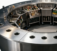 Comptoir de bar à cocktails circulaire moderne de luxe en acier inoxydable, poste de travail de barman avec unité de condensation, rail de service rapide et compartiment à glace 360