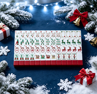 Collection de Noël Rouge : Jeu de Mahjong Américain de Luxe en Acrylique 4 Couches de Haute Qualité pour le Divertissement