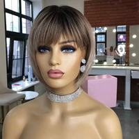 Cheveux indiens bruts de l'Inde vendeur en gros, européen 100 vierge cheveux humains bandeau droit perruques avec franges pour les femmes blanches