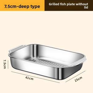 Sartén para pescado a la parrilla de acero inoxidable <span class=keywords><strong>Wow</strong></span> Oh, sartén para cangrejos de doble asa, sartén para barbacoa doméstica, <span class=keywords><strong>extra</strong></span> profunda, multiusos, apta para microondas - Product Image 5
