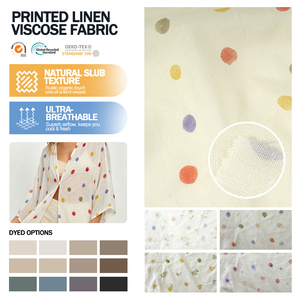 Tissu en lin et viscose imprimé personnalisé, toucher doux, pour vêtements féminins - Product Image 1