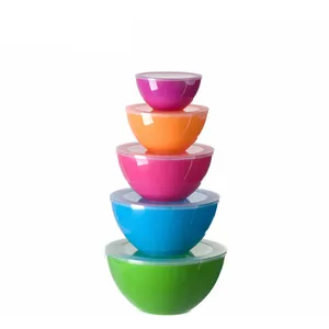 Kích Thước Khác Nhau BPA Free Nhựa Đầy Màu Sắc Bát Set Made In Quảng Đông Jiangmen Bếp Salad Bowl Sử Dụng Bữa Ăn Tối Ware