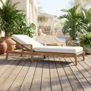 Muebles de Exterior Más Populares, Tela Impermeable, Sillas de Descanso para Piscina de Hotel, Tumbonas de Madera Resistentes para Villa, Tumbonas para Tomar el Sol - Product Image 1
