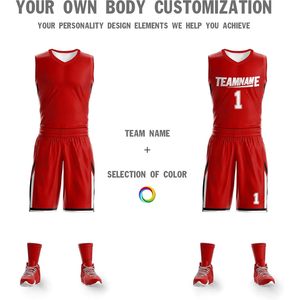 Maillot de basket-ball réversible personnalisé, nom et numéro personnalisés, uniforme d'équipe, pour hommes et garçons, évacuation de l'humidité, col en V, sublimé, 340g - Product Image 3