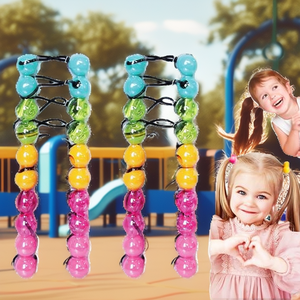 20 Pezzi di Elastici per Capelli Durevoli da 20mm con Doppia Perla per Ragazze e Bambini - Accessori Colorati per Trecce e Chignon - Product Image 2