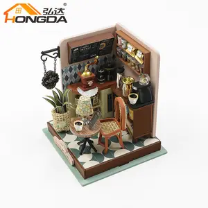 Hongda top selling items diy hause diy home maket miniature roombox cute room