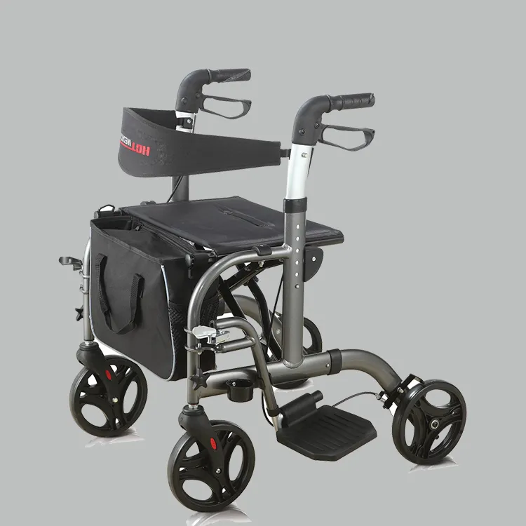 एल्यूमीनियम परिवहन Rollator और व्हीलचेयर 8 पीवीसी पहियों