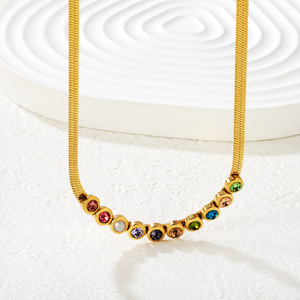 Stainless Steel <b>Crystal</b> Rhinestone Necklace And Bracelet <b>Set</b> For Women Party Jewelry Minimalist Style Gold Tone - Product Image 3