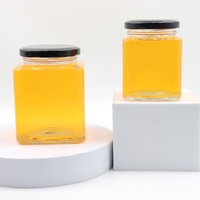 Toples madu persegi kosong, toples kaca Mason, toples kaca bening dengan tutup logam 280Ml 500Ml