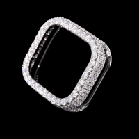 Boîtier de montre S11 42 mm en moissanite VVS, base en laiton plaqué or 18 carats, bijoux entièrement pavés, Apple Watch pour hommes, luxe