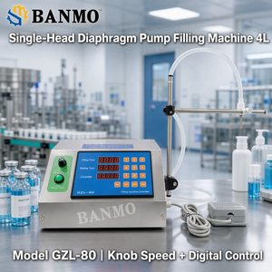 Machine de remplissage de liquides à pompe à diaphragme à tête unique de bureau BANMO, remplisseuse de bouteilles semi-automatique, contrôle numérique, acier inoxydable - Product Image 1