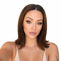 Perruque Lace Front Synthétique Premium en Fibre Kanekalon Lisse, Résistante à la Chaleur, Sans Colle, Mono Top, Densité 130%, Bonnet Ajustable, Prête à Porter