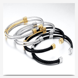 2026 High Quality 18k Gold Plated Stainless Steel Rotundity Twisted <b>Bangle</b> <b>Bracelet</b> Unisex Party Jewelry - Product Image 2