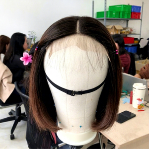 Straight <b>Wigs</b> Vietnamese Human Hair Natural Black, <b>Brown</b> Tip Raw Human Hair Extensions For Women - Product Image 1